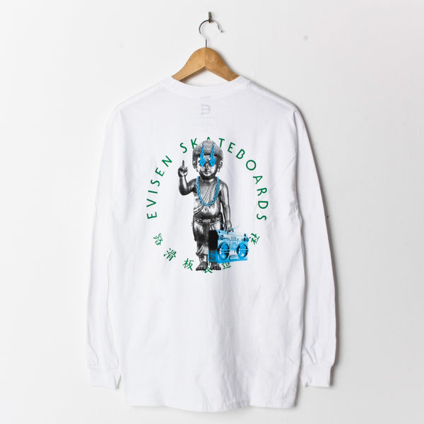 Evisen DJ Afro Budda Jr. Longsleeve T-Shirt White (Back Print)