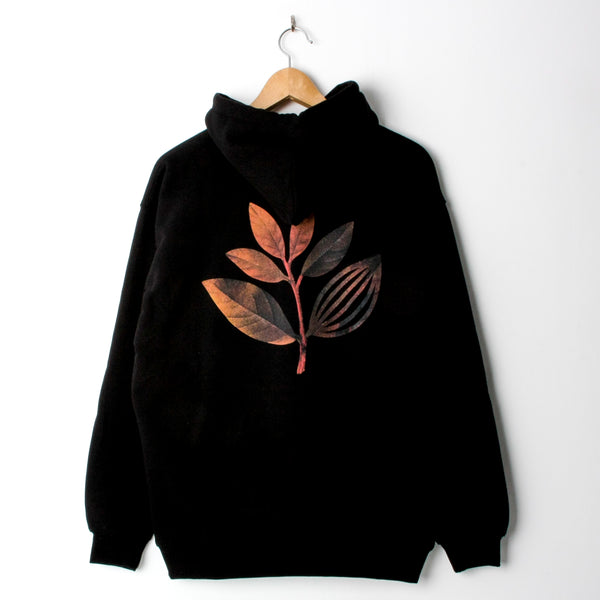 Magenta Fall Leaf Plant Hood Black