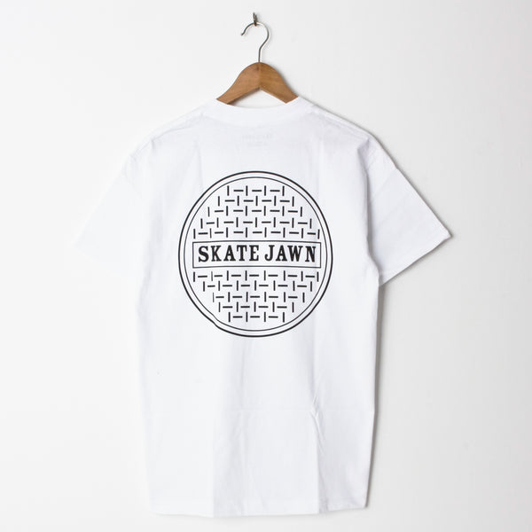 Skate Jawn Sewer Cap White (Back Print)