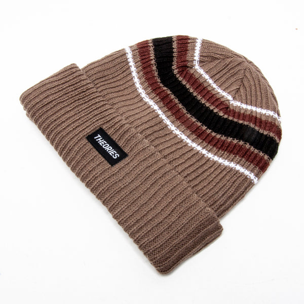Theories Burst Stripe Beanie Beige