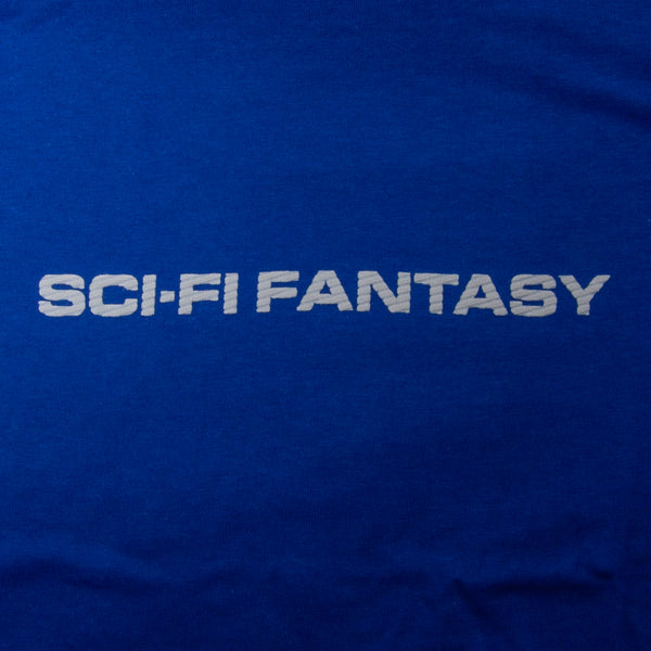 Sci-Fi Fantasy Textured Logo T-Shirt Blue