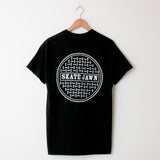 Skate Jawn Sewer Cap T-Shirt Black (Back Print) [Warehouse Find XL Only]