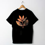 Magenta Leaf Plant T-Shirt Black (Back Print)